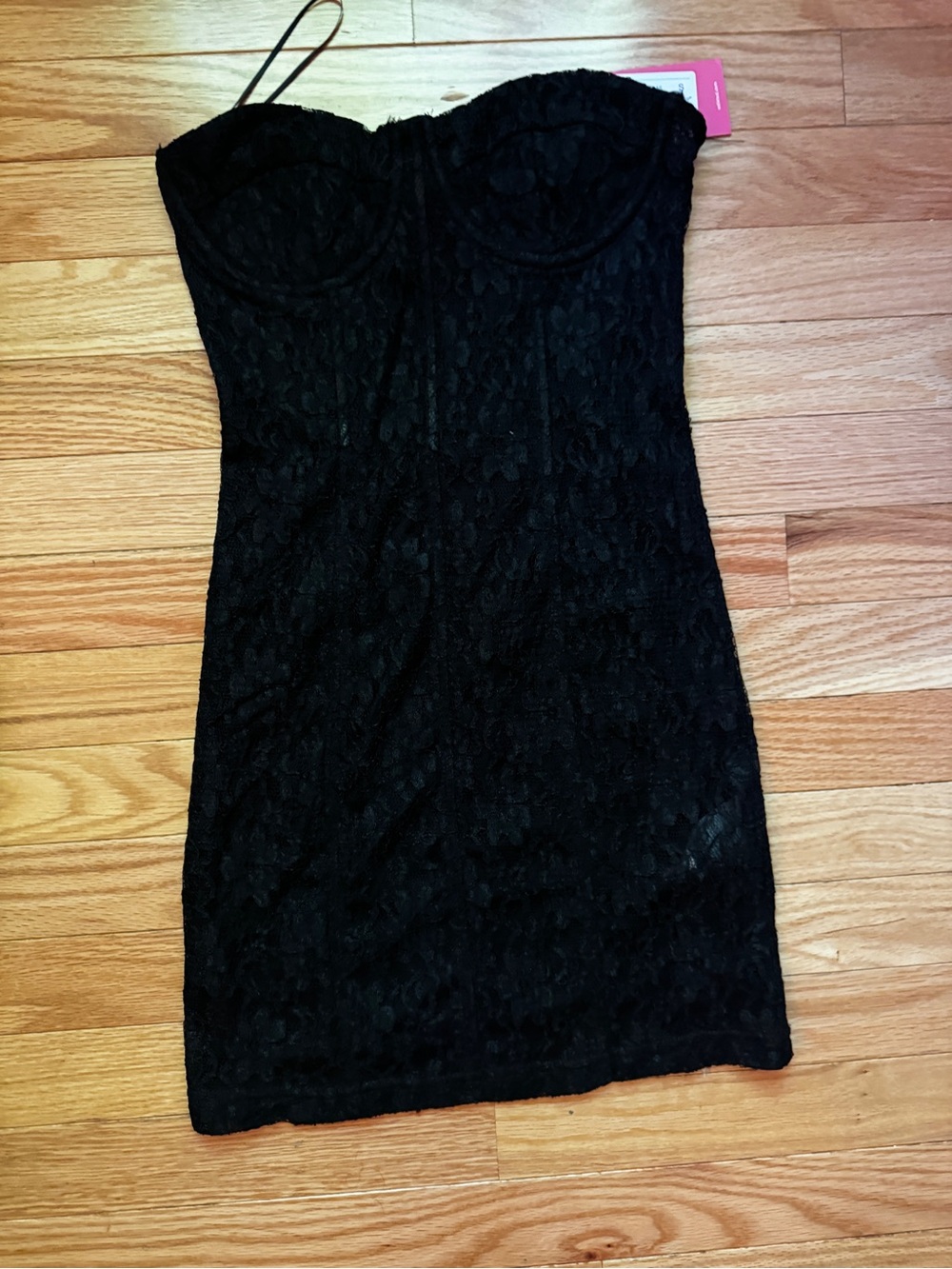 Edikted Black Strapless Lace Bodycon Dress